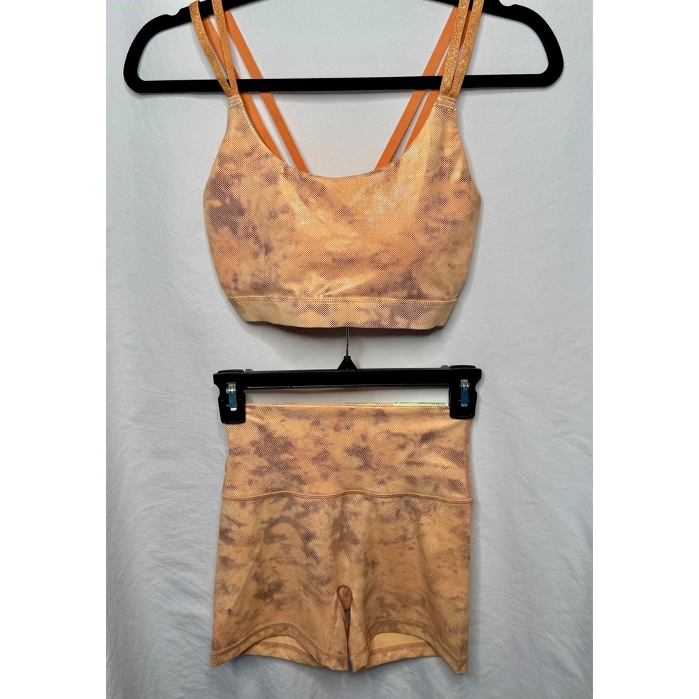 OFFLINE by Aerie Goals Shine Metallic Sports Bra and Goals Shortie Set Small NWT